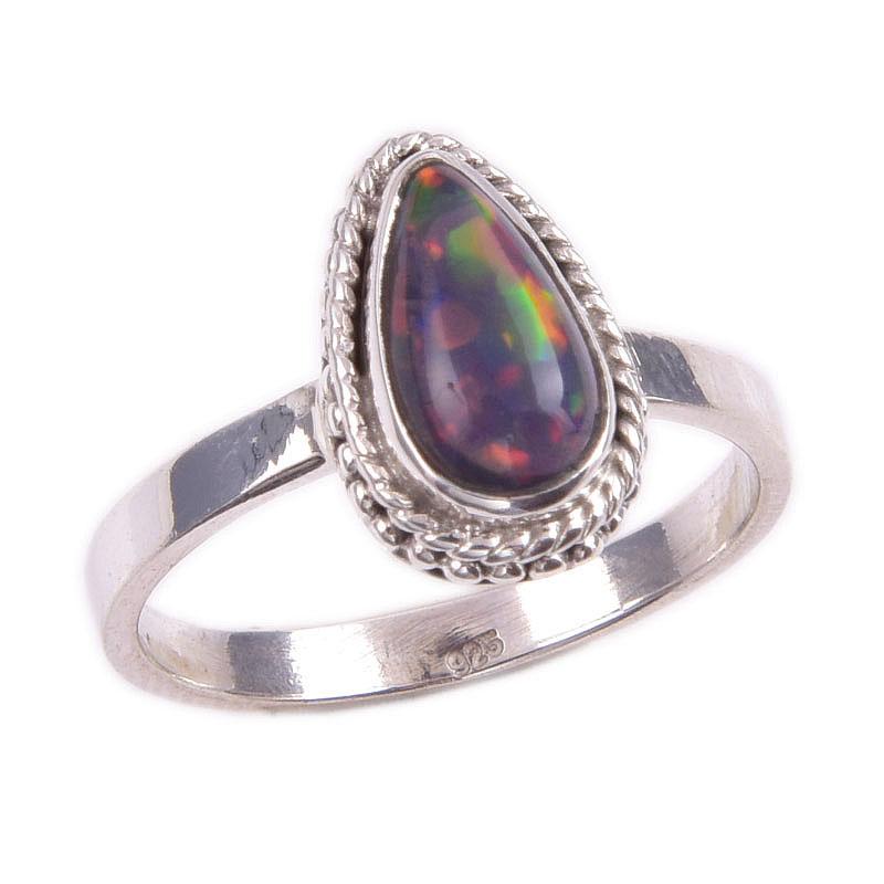 Natural Ethiopian Opal Gemstone Handmade 925 Solid Sterling Silver Ring S.7 O5c83