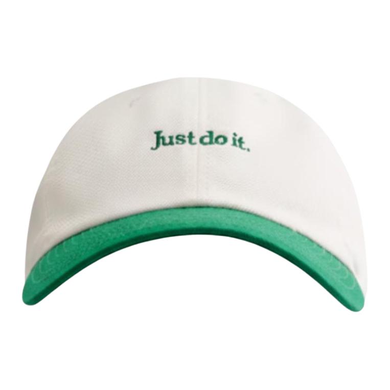 Nike Embroidered Futura Logo Cotton Baseball Cap Unisex caps Canvas-White Peacock-Green FB5370-138 M/L