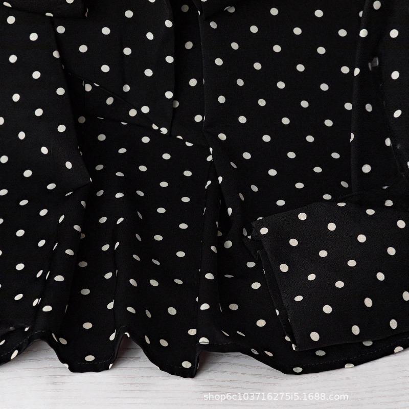 New Spring and Autumn Women's Long-sleeved Fashionable Commuting Versatile Design Polka Dot Shirt