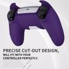 PlayVital PS5 Controller Silicone Cute Controller Cover Skin Protector with Thumb Grip Caps and Touchpad Stickers Cover, (Demon Style) (Purple)