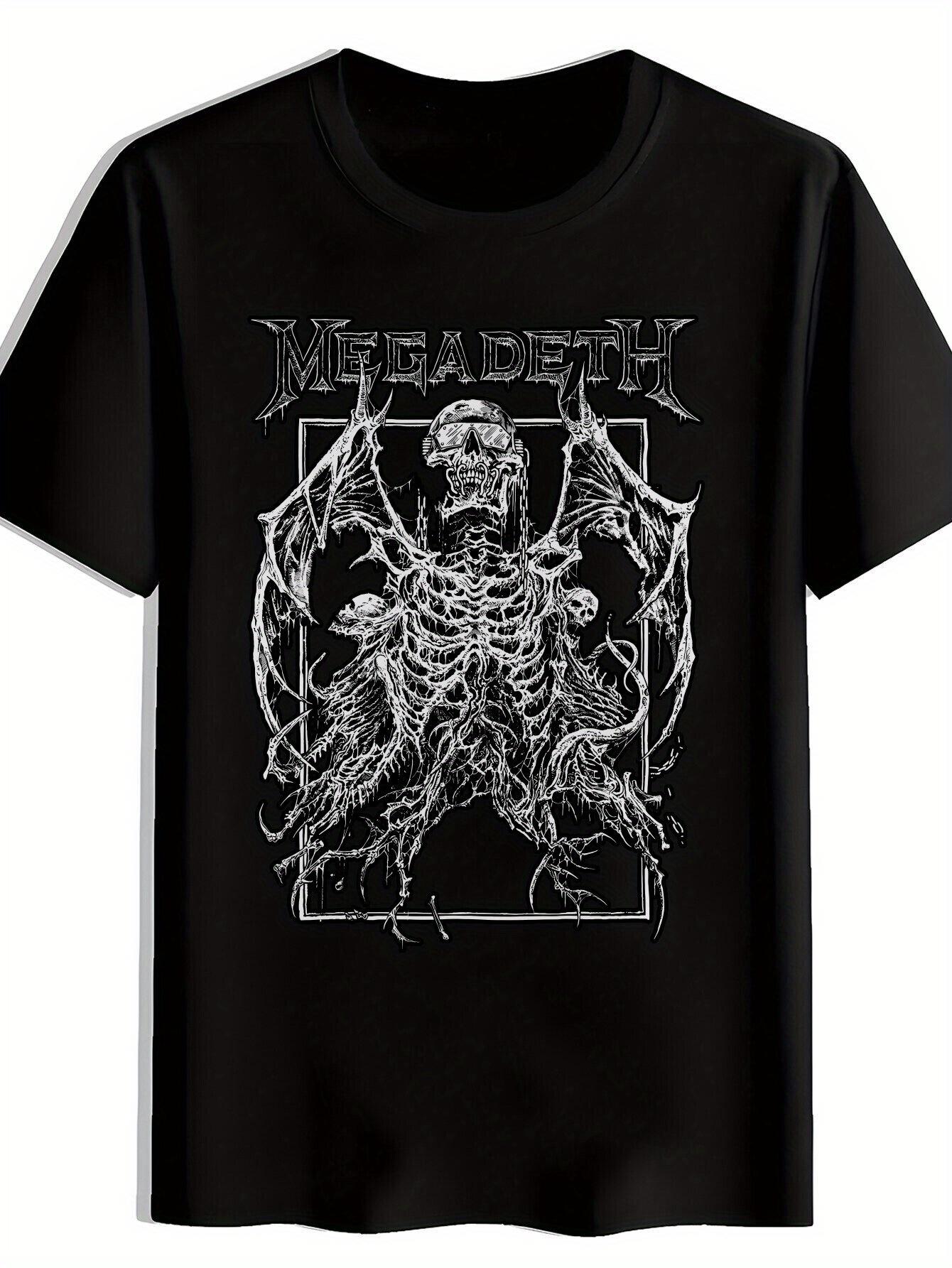 [Megadeth Graphic Tee] Megadeth 100% Polyester Graphic Print Black Short-Sleeve T-shirt | Round Neck XL