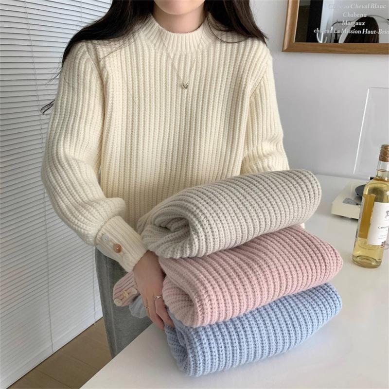 Women's Japanese Retro Loose Knit Pullover - Soft, Long Sleeve Base Layer for Spring/Autumn