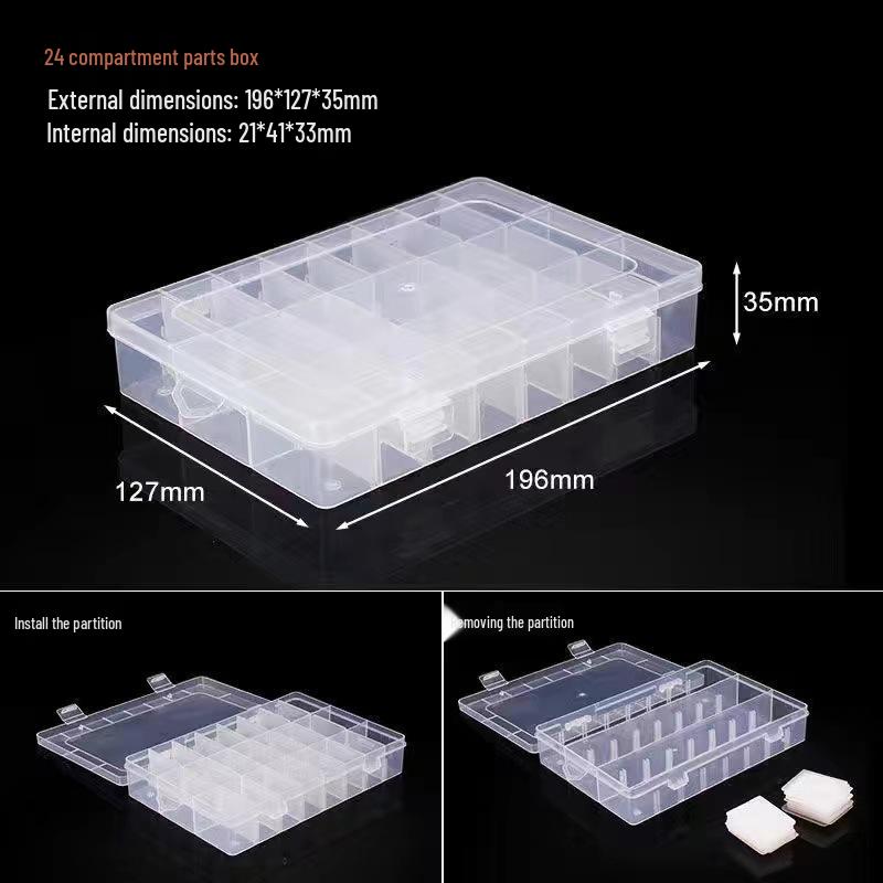 Multi-Grid Plastic Jewelry Box with Compartments for Earrings, Beading, and Small Parts