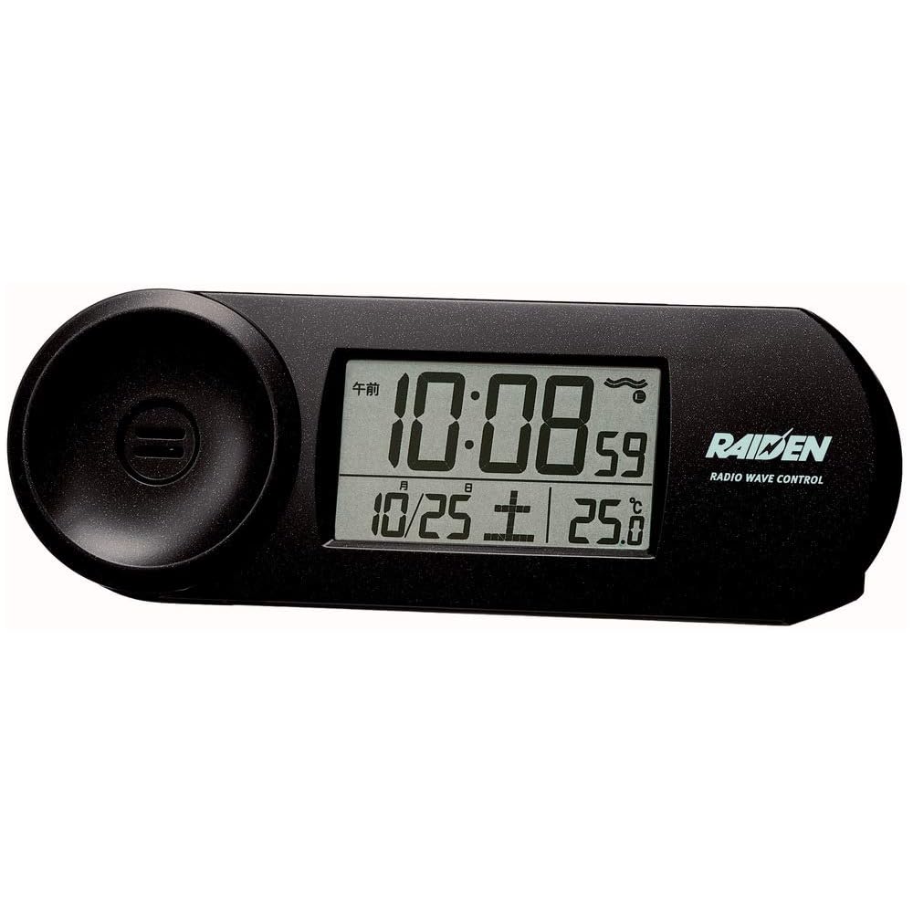 Seiko Clock PYXIS RAIDEN Digital Alarm Clock (Black) - Radio Controlled, Loud Alarm, Size: 5.1 x 14.4 x 4.2 cm (BC407K)