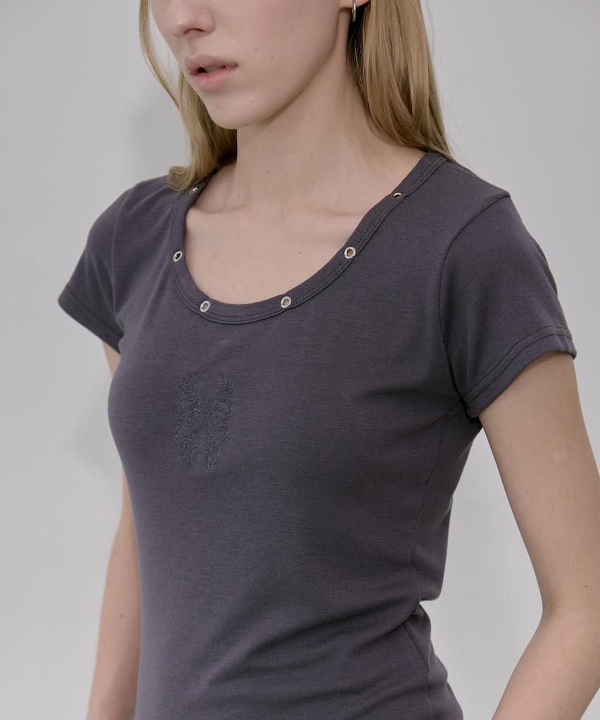 Lekim Lwe Eyelet T-Shirt (Charcoal)