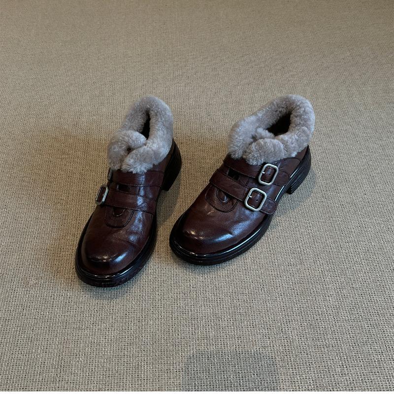 

Anti-slip Shoes - New Padded Shoes with Thick Heels - Single Shoes for Women - Cotton Shoes 40 коричневий