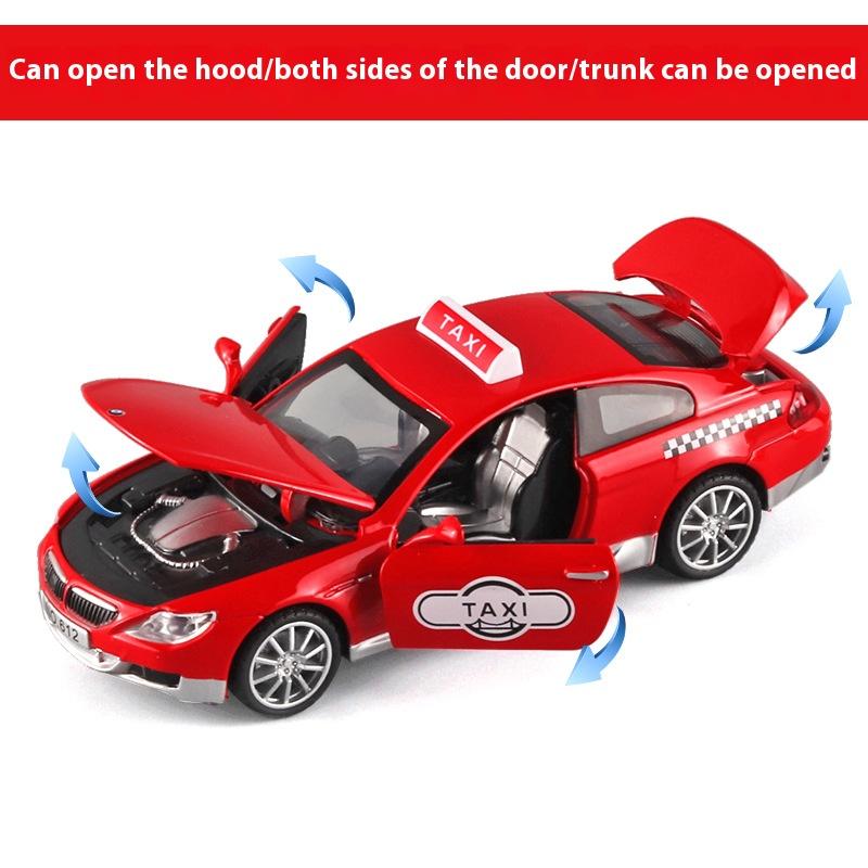 1/32 Scale BMW M6 Taxi Alloy Car Toy Diecast Metal Model Sound Light Pull Back Children Toy Home Decoration Ornaments Children Gift