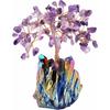 mookaitedecor Amethyst Crystal Tree, Quartz Cluster Rainbow Titanium Crystals Base Bonsai Money Tree for Wealth and Luck