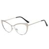Fashion Unisex Round Plain Glasses for Men Women Metal Frame Glasses for Party Eyeglasses Silver Cat Eye Frame for Female