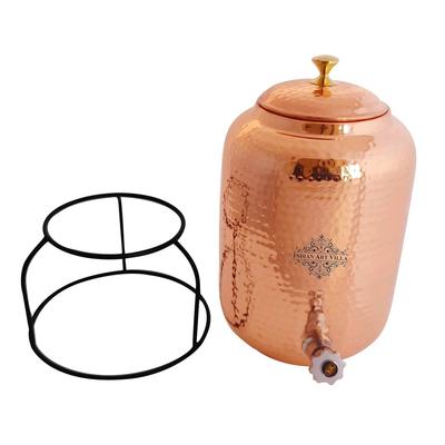 Hammered Design Copper Water Pot with Stand, Storage & Kitchenware, Health Benefits, Volume-4 LTR