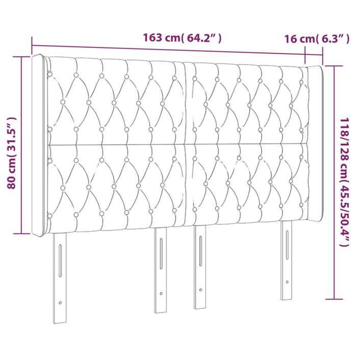 VidaXL Tête de Lit à LED Meuble de Chambre à Coucher Accessoire de Lit Double Tête de Cadre de Lit Intérieur Noir 3124392