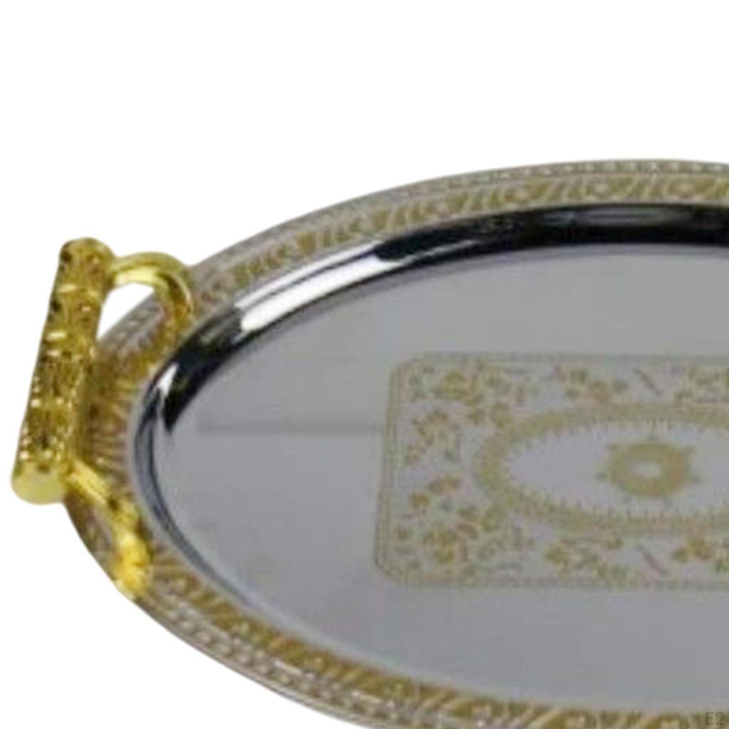 Modern Elegant Decorative Tray with Handles Oval Serving for Living Room Parties Coffee Table