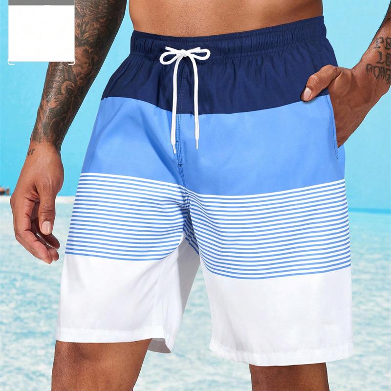 Casual Classic Stripe Beach Shorts For Men Loose Breathable Quick Dry Sport Board Short Summer Fashion Short Pant