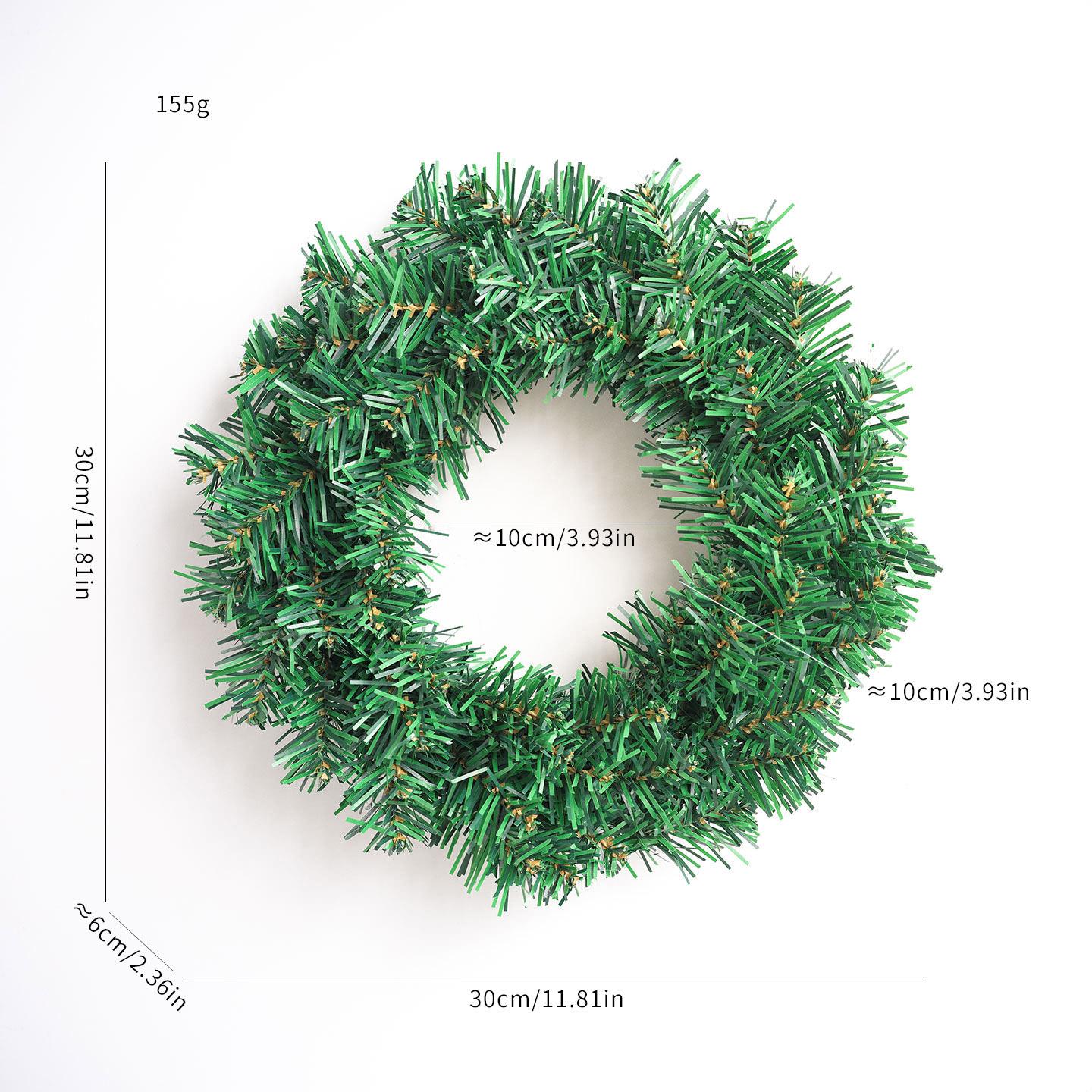 Qing Meng PVC Simulated Christmas Wreath - 30CM, 40CM, 60CM Festival Decoration Ring