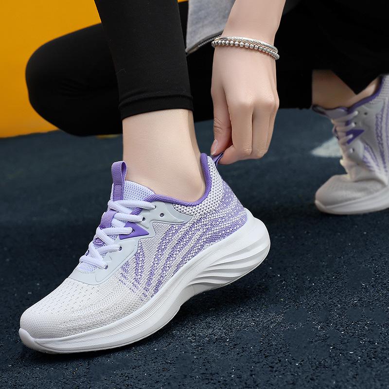 Trendige leichte Flyknit-Laufschuhe für Damen - Atmungsaktives Mesh, Lässiger Low-Top-Stil für Frühling/Sommer
