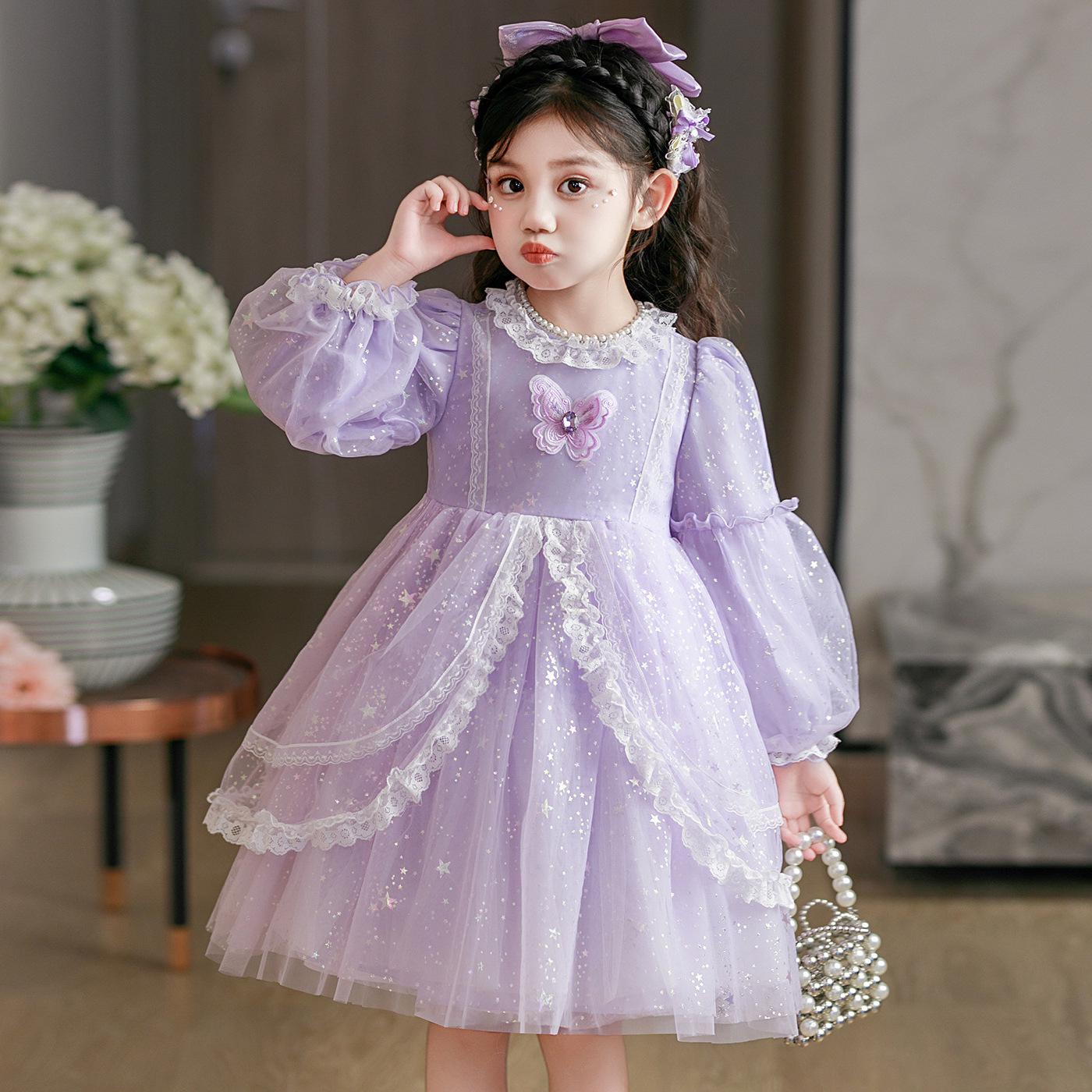 

Girls Lolita Tulle Cake Dress - Autumn/Spring Fashion for Little Girls 100cm-150cm/1 set of 6