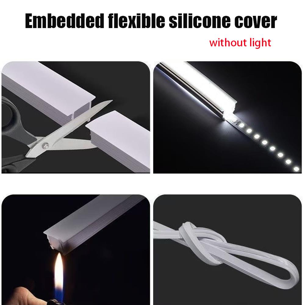 DIY Recessed LED Neon Tube Silicone Gel Covering Flexible Embedded Soft Diffuser Linear White 1M-15M for COB 5050 2835 LED Strip 4