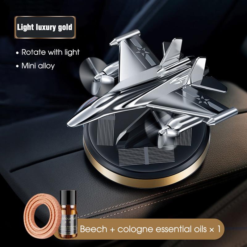 Rotating Airplane Solar Powered Car Perfume Ornament Interior Decoration Solid Aromatherapy Light Fragrance Luxury Car Decor