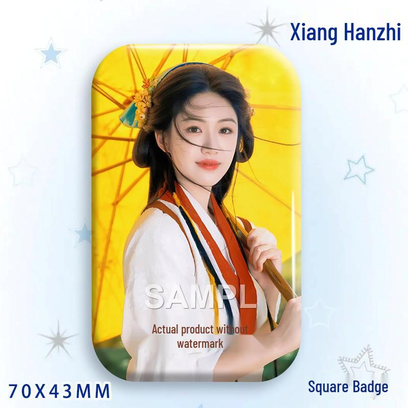 Xiang Hanzhi Baji Laser Tinplate Square Badge Star Idol Brooch Pendant
