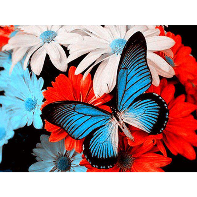 DIY 5D Diamant Malerei Schmetterling Blume voller runder Strass Tier Mosaik Kreuzstich