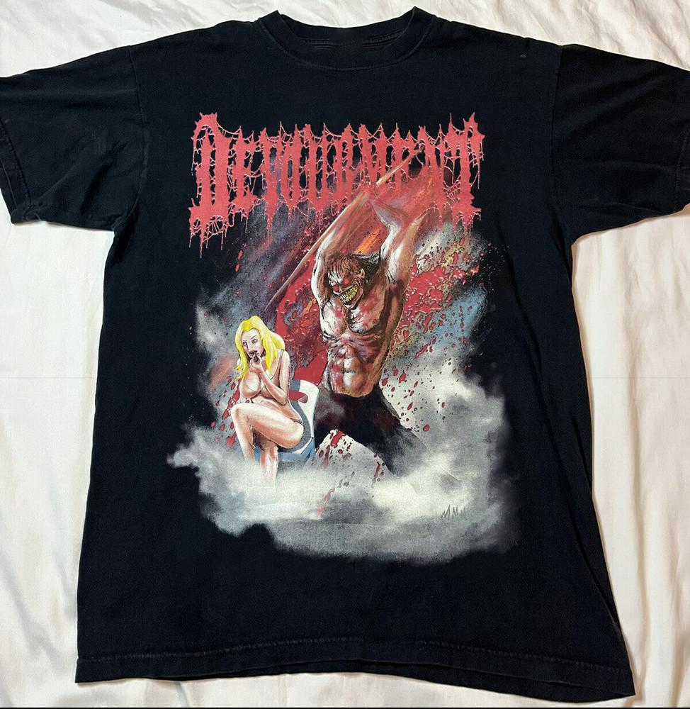 Devourment Gore Horror Art Смертельный Металл Группа Футболка Винтажный Стиль Черная Футболка Унисекс Футболка XXXXL