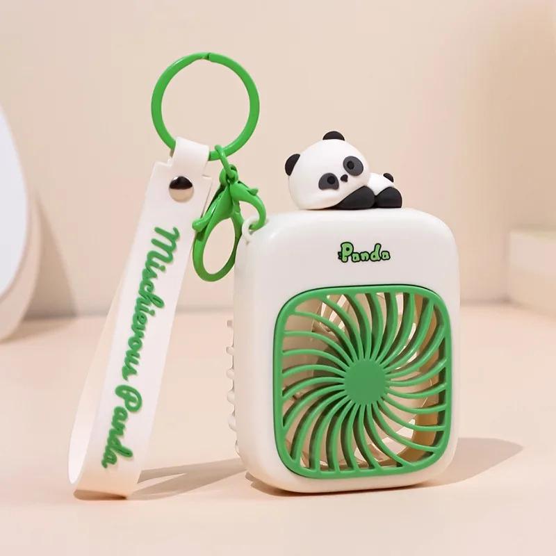 Portable Keychain Fan For Travel Small Cooling Fans Rechargeable Cute Panda Travel Fan Handheld Fan Gift
