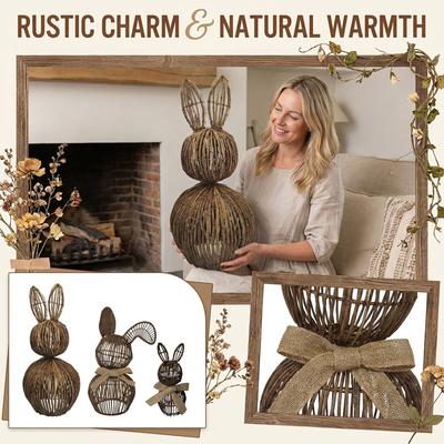 Handmade Rattan Woven Figurine, A Creative And Adorable Home And Desk Decoration, Perfect For Easter And As A Decorative Woven Craft Item.