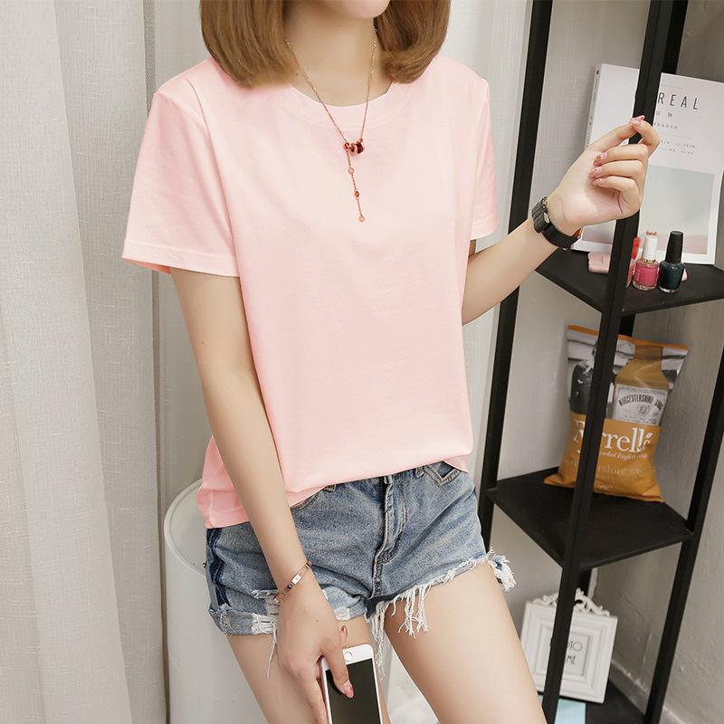 GMXIA Dopamine Blank Summer Dress Loose Solid Color Women's Top Round Neck Short Sleeve T-shirt Women's Dress