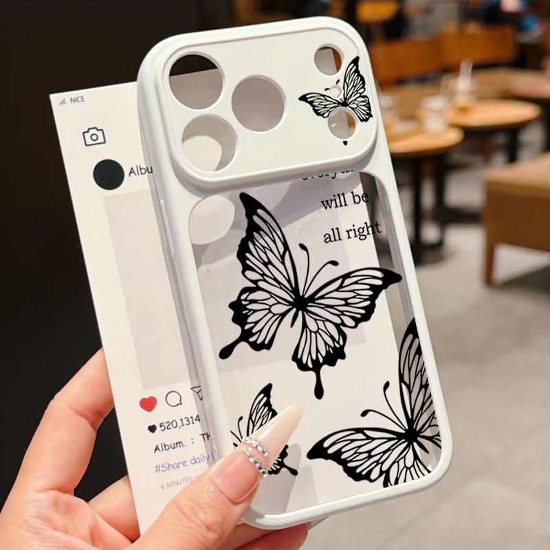 Butterfly Print Case For iPhone 17 Pro Max For iPhone 16 15 14 13 Pro Max Luxury Hybrid TPU+PC Clear Back Hard Cover