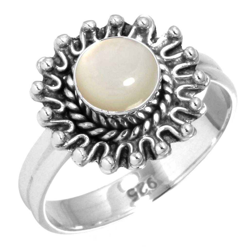 925 Sterling Silver Ring Women Gemstone Handmade Jewelry Valentine's Day Gift Blue Green Purple Copper Turquoise Pearl Lapis Mother Of Pearl Costume