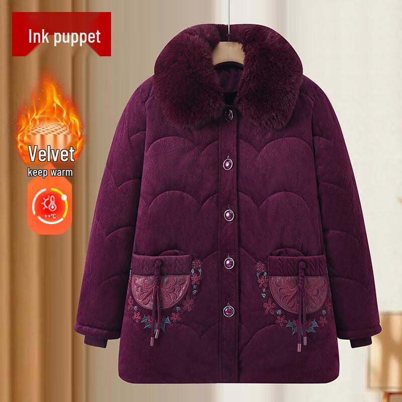 Elderly Women s Fleece-Lined Winter Padded Coat 5XL