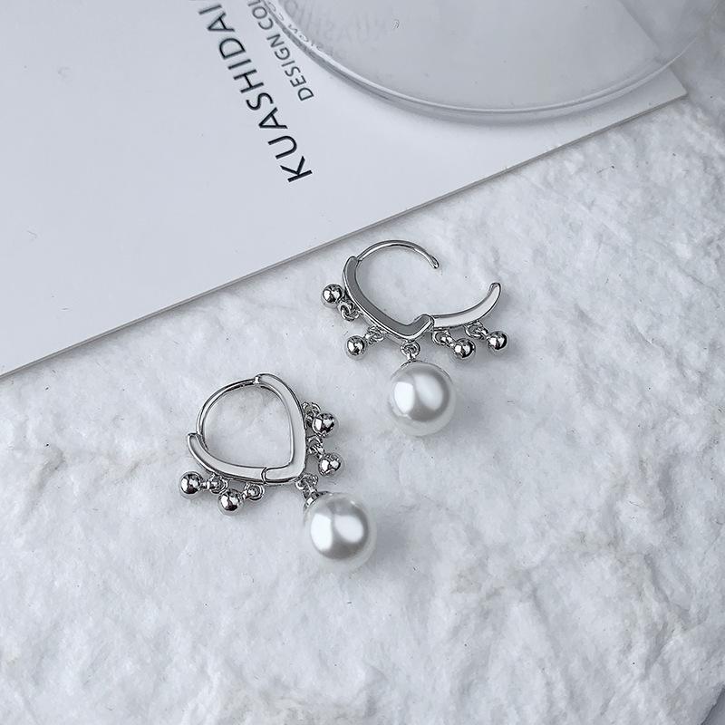 

925 Sterling Silver French Romantic Beads Ball Love Heart Tassel Hoop Earrings for Women Fashion Jewelry Wedding Party Gift серебряный