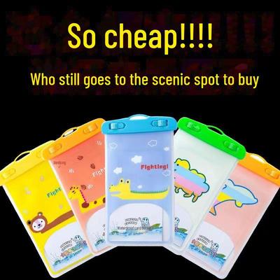 Cartoon Pattern Waterproof Phone Pouch with Touchscreen-Friendly Velcro Closure for Outdoor Use