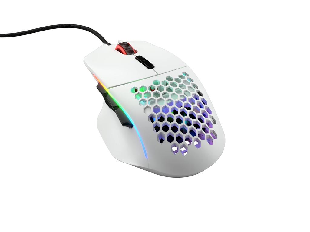 Glorious Gaming Model I Wired Gaming Mouse 69g Super Light 2 Replaceable Buttons RGB PTFE Feet 9 Programmable Buttons Side Thumb Rest White - -