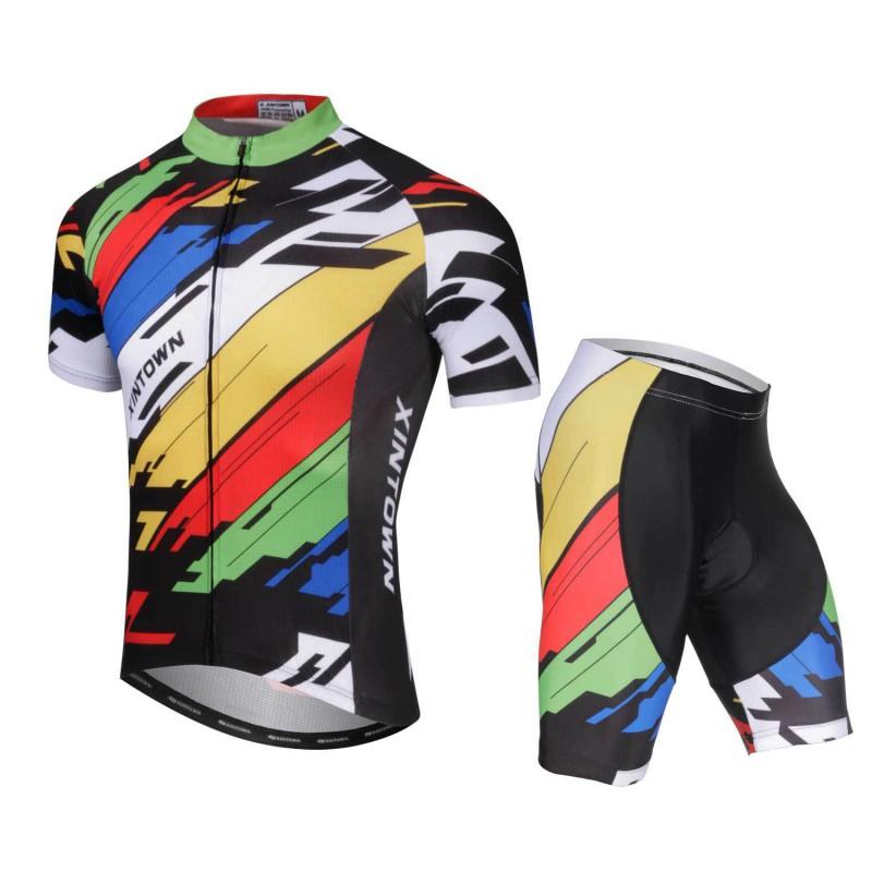 Mens Cycling Jersey Shorts Set Breathable Quick-Dry Short Sleeve Bike Apparel Camo Print