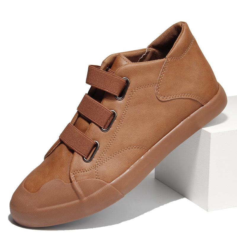 2026 New Men's Leather Casual Shoes Breathable Trend Pu Leather Men Wear-Resistant Designer Sneakers British Wild Simple Flats