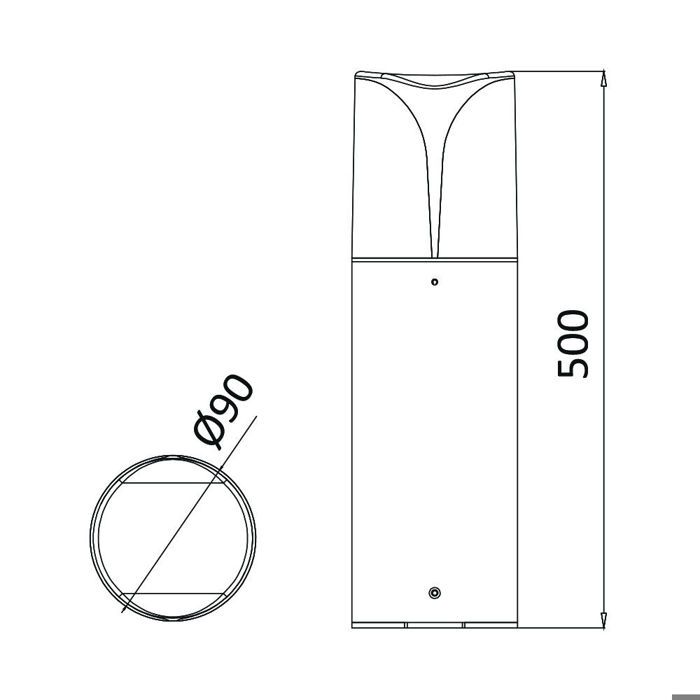 Outdoor Bollard E27 23W IP44 In Grey Aluminium