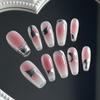 Handmade Press-On Nails With Embossed Blush Design Medium-Long Length Skin-Whitening Effect Reusable False Nail Tips Women