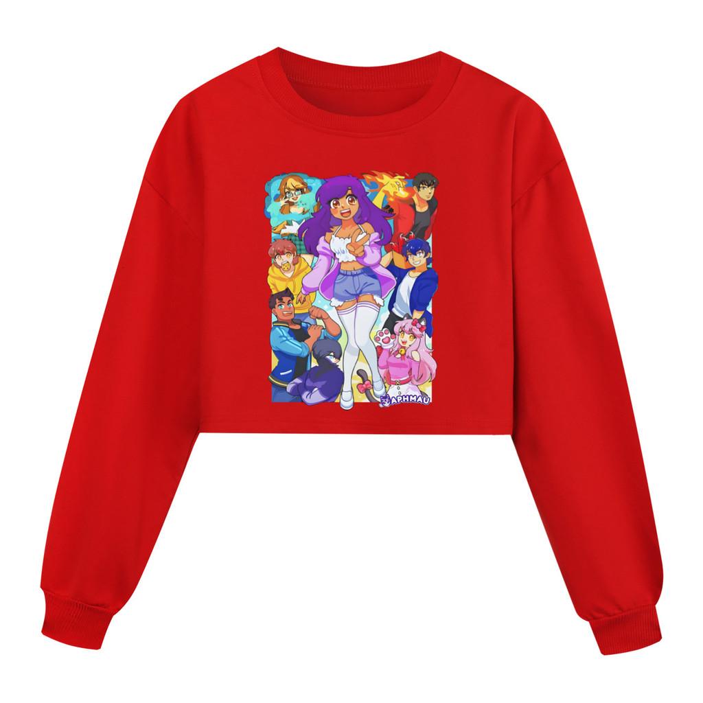 5370 Multi-color Kids Girls APHMAU Printed Long Sleeves Short Sweatshirt