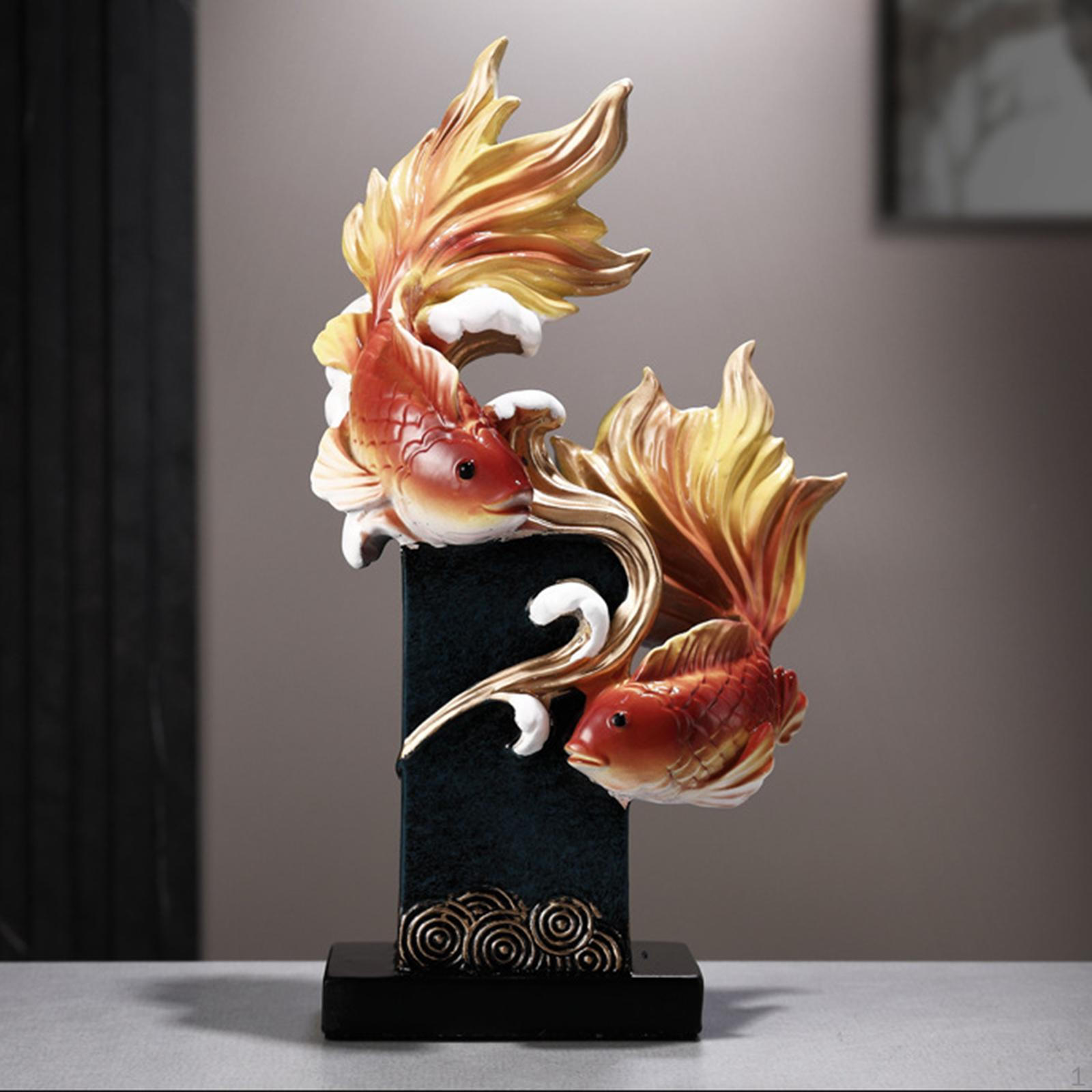 

Статуэтка карпа по фен-шуй, китайская подарочная фигурка рыбы, креативное настольное украшение из смолы синий