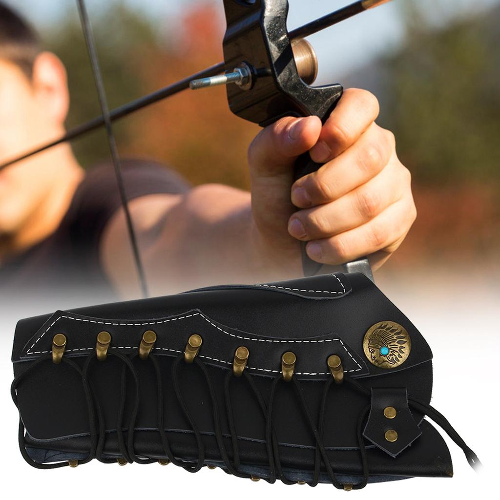 Artificial Leather Arm Protector Archery Armband Guard Protection Straps Black