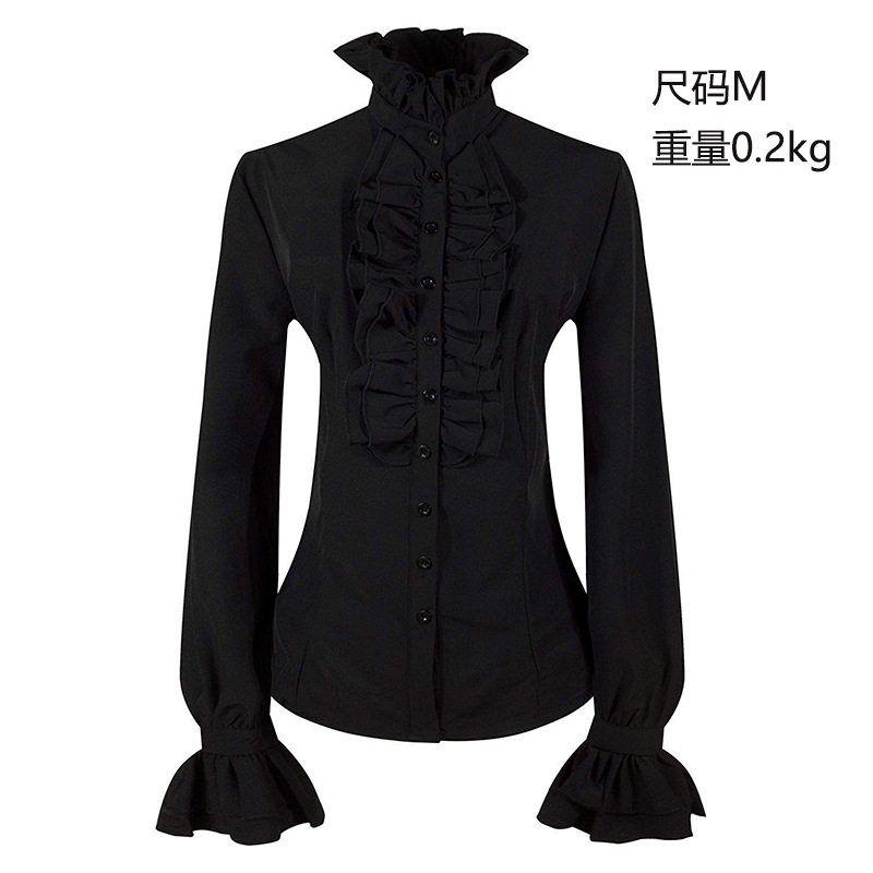 2023 New European and American Women's Pleated Shirt Medieval Clothing Steampunk Victorian Top Inner Layer