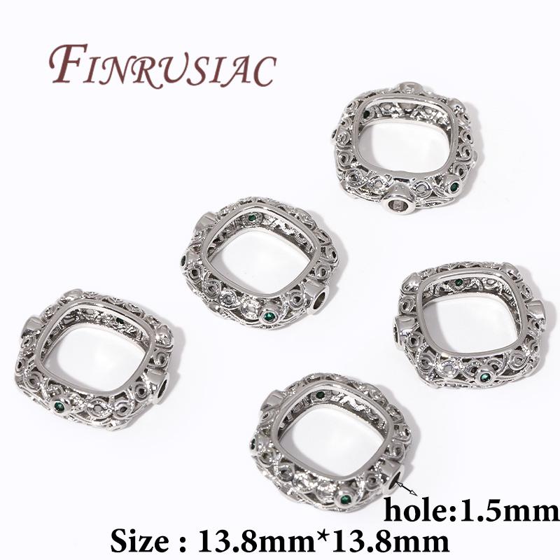 

18K Gold Plated Square Frame Beads,Separators For Bracelets,Through Hole Bead Circle,DIY Jewelry Making Supplies 2 pieces