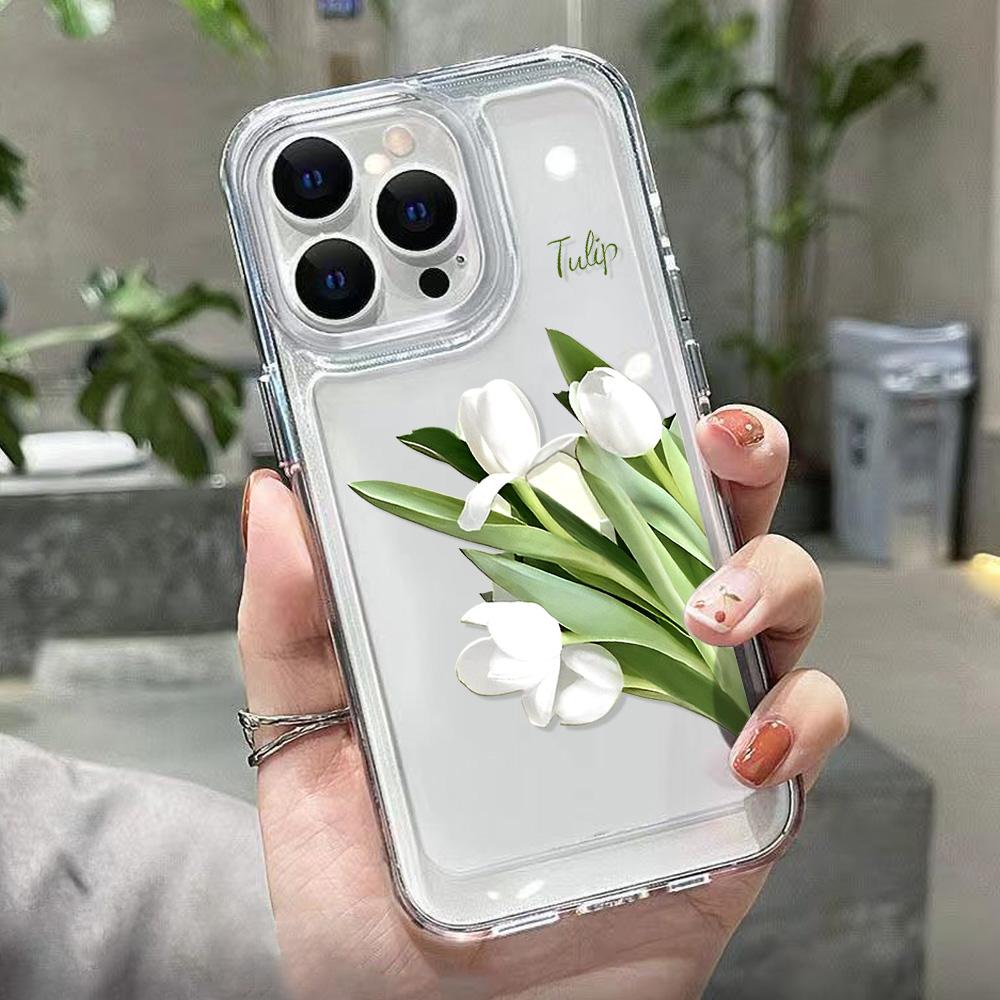 Tulip Flower Phone Case For iPhone 14 Pro Max Case For iPhone 11 12 13 Pro Max XR 7 8 14 15 Plus XS Max X SE Soft Clear Cover