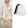 Fall and Winter New Women's Clothing Fashion Style Lapel Long Sleeves Single-Breasted Silk Satin Texture Classic Shirt 8741036