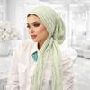 Soft Stretch Solid Color Crinkle Hijabs Adjustable Wrinkle Headscarf Women Turban Hats  Modest