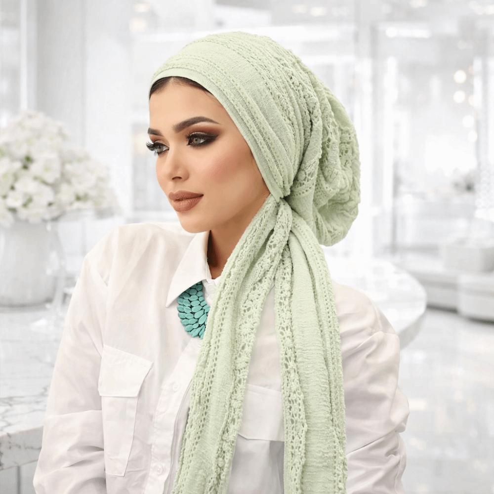 Soft Stretch Solid Color Crinkle Hijabs Adjustable Wrinkle Headscarf Women Turban Hats  Modest