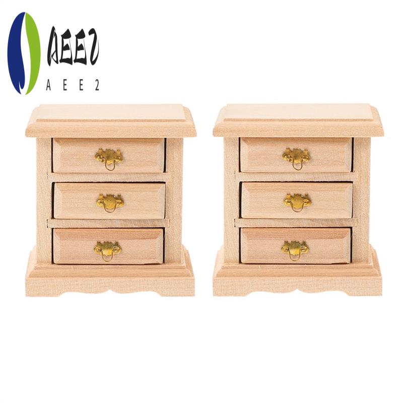 

AEE2-2Pcs Nightstands Night Stand Furniture Bed Table Decor Miniature Cabinet Night Table Cabinet Props Wood Cupboard