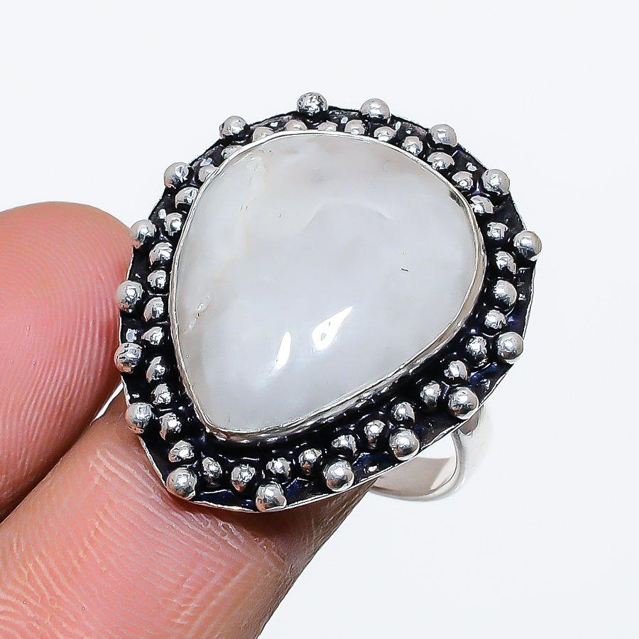 

Rainbow Moonstone Gemstone Handmade 925 Sterling Silver Jewelry Ring 9.5 SU-9996