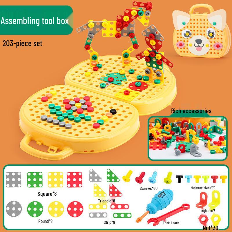 Assembly Toolbox for Kids: Electric Drill & Screwdriver Set with Disassemblable Screws